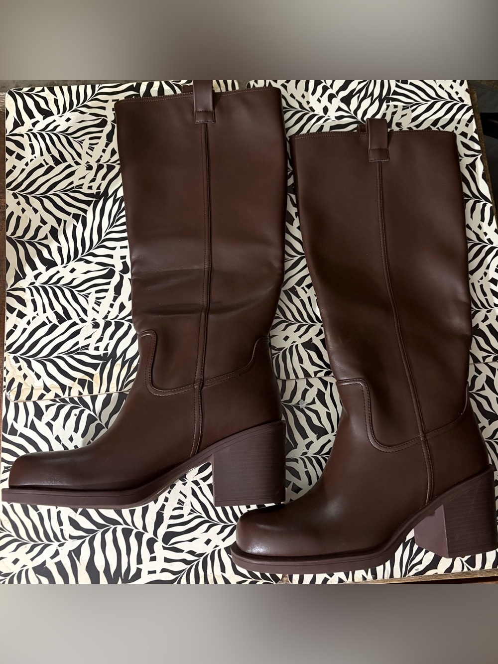 Amazon Dark Brown Over-the-Knee Block Heel Boots